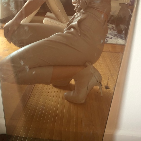 Cream PADDED Platform Stilettos Ankle Boots - Picture 6 of 17